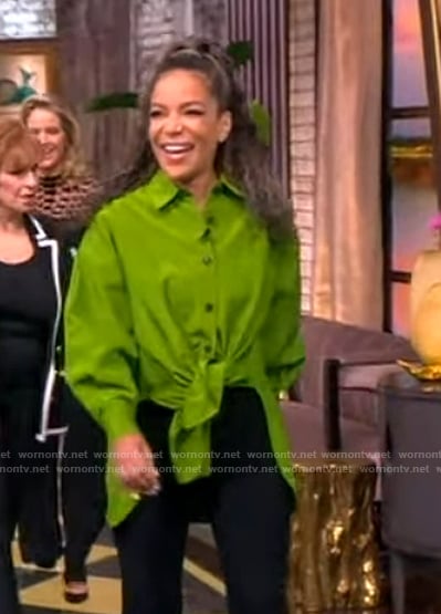 Sunny's green tie front blouse on The View