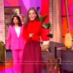 Sunny’s red colorblock layered dress on The View