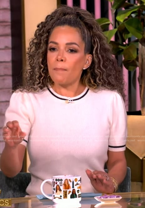 Sunny's white short sleeve sweater on The View