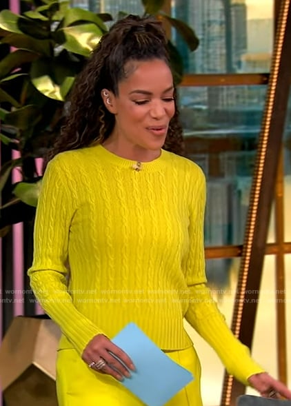 Sunny’s yellow cable knit sweater on The View