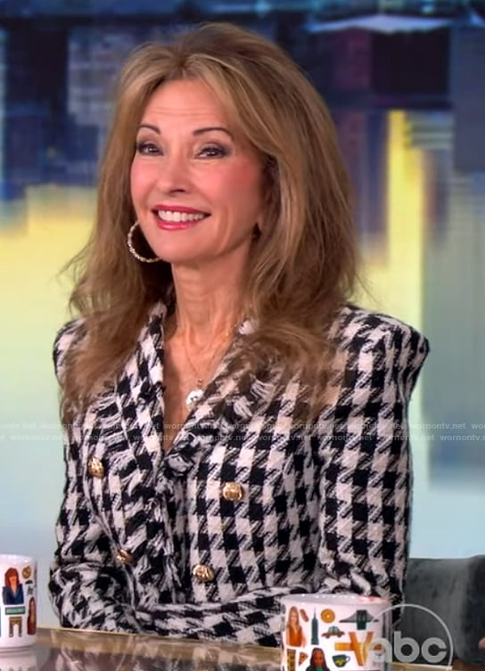 Susan Lucci’s houndstooth tweed blazer on The View