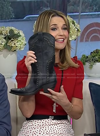 Savannah’s black studded western boots on Today