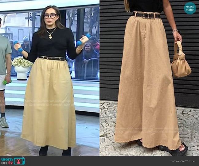 Sweetkama Khaki Maxi Skirt worn by Savannah Sellers on Today