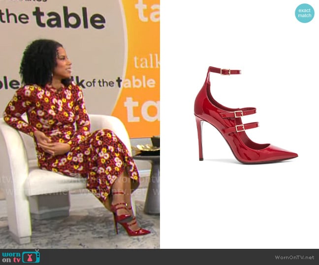 Tamara Mellon Possession Patent Leather Heels worn by Adriana Diaz on CBS Mornings