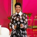 Tamron’s black polka dot print shirtdress on Tamron Hall Show