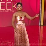 Tamron’s metallic stripe maxi dress on Tamron Hall Show