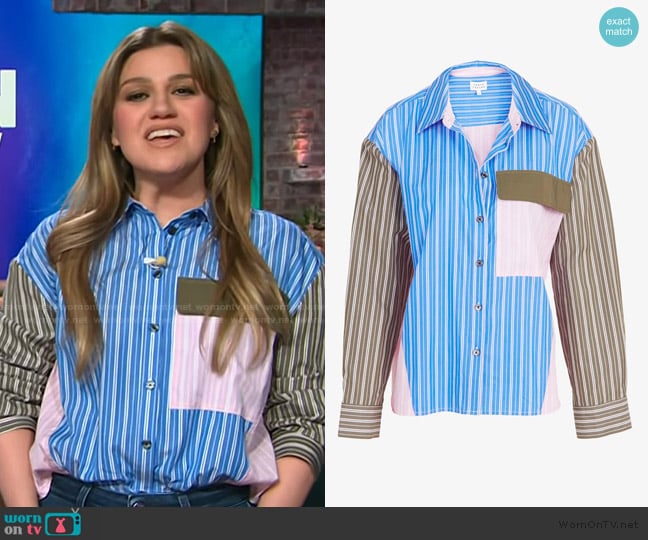 Kelly’s mixed stripe shirt on The Kelly Clarkson Show