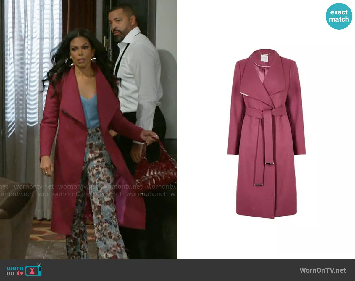 Ted Baker Rose Coat worn by Dani Dupree (Karla Mosley) on Beyond the Gates