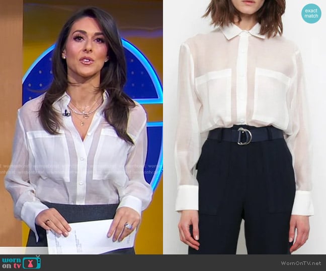 The Frankie Shop Kier Blouse in Off White worn by Erielle Reshef on Good Morning America