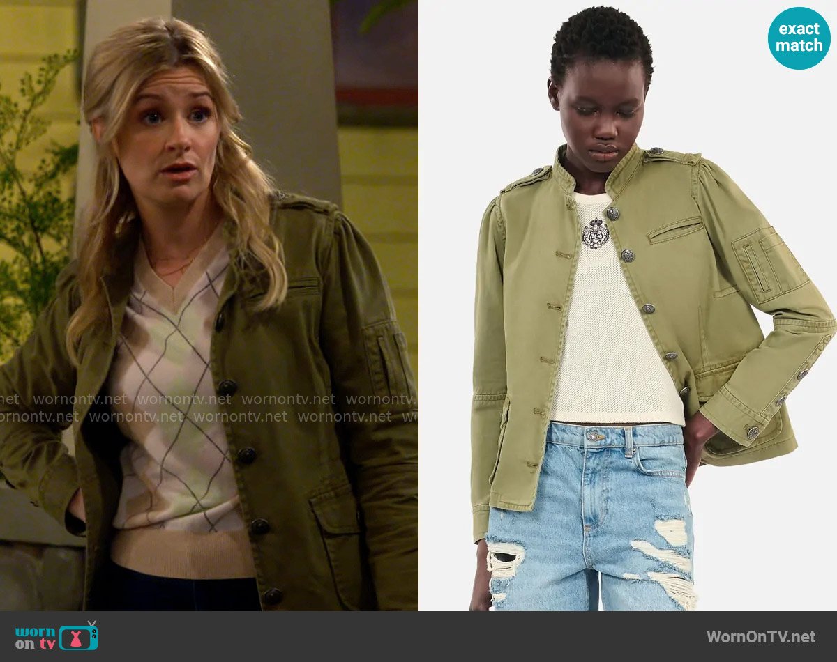 The Kooples Utility Jacket worn by Gemma (Beth Behrs) on The Neighborhood