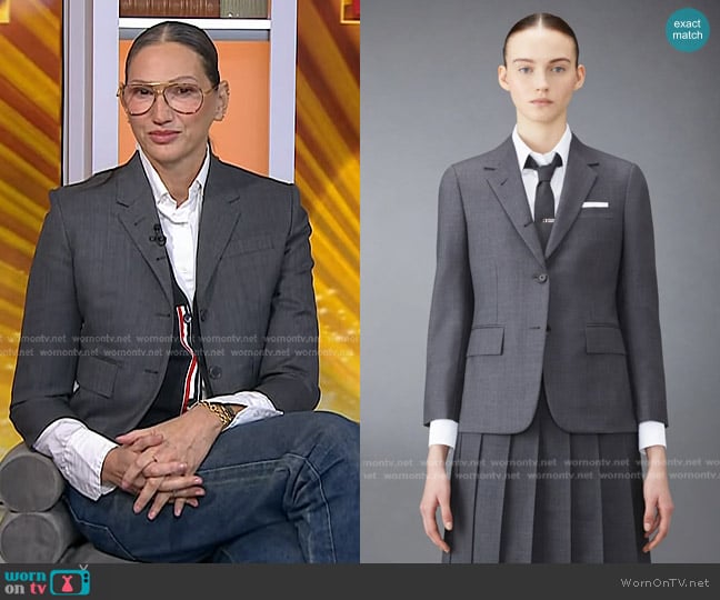 Thom Browne Twill Classic Sport Coat in Grey worn by Jenna Lyons on Today