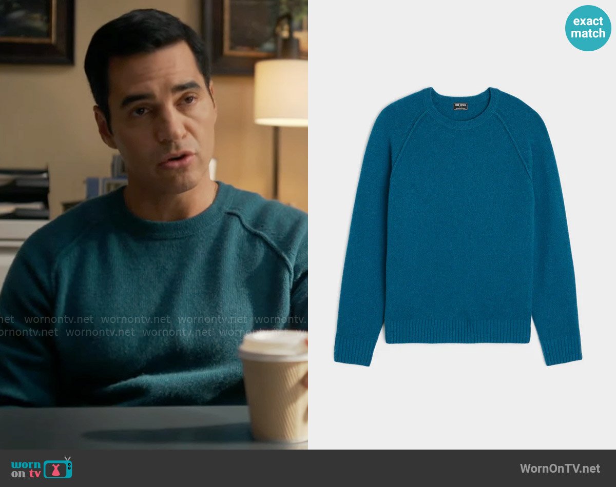 Todd Snyder Nomad Cashmere Crewneck in Dark Teal worn by Will Trent (Ramón Rodríguez) on Will Trent