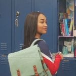 Tori’s green backpack on All American