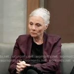 Tracy’s purple plaid coat on General Hospital