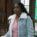 Trina’s denim and fur jacket on General Hospital