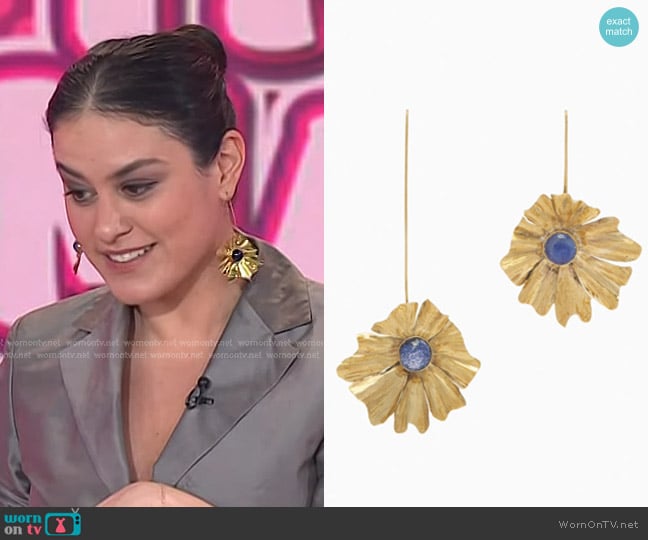 Ulla Johnson Beatriz Floral Drop Earrings worn by Donna Farizan on Today