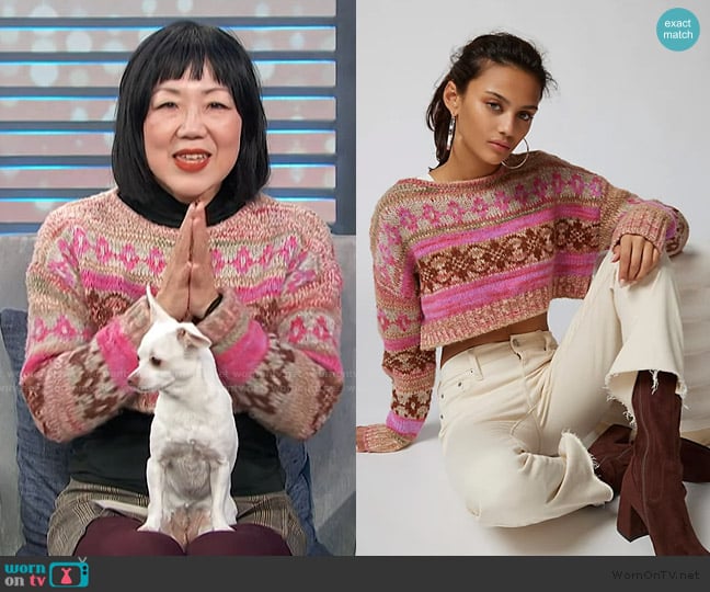 Urban Outfitters Turner Cropped Fairisle Sweater worn by Margaret Cho on Access Hollywood