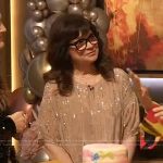 Valerie Bertinelli’s beige sequin top on The Drew Barrymore Show