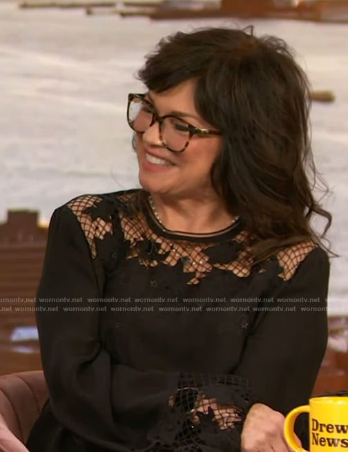 Valerie’s black lace inset top on The Drew Barrymore Show