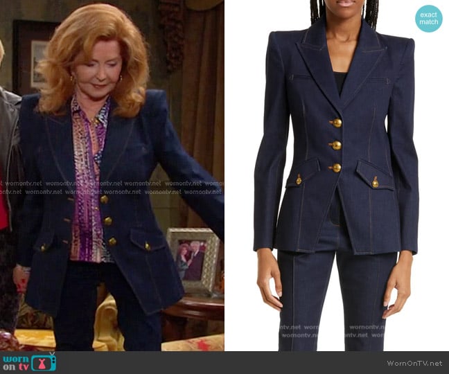 Veronica Beard Anoki Dickey Denim Jacket worn by Maggie Horton (Suzanne Rogers) on Days of our Lives