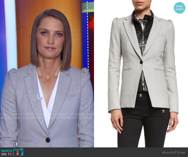 Veronica Beard Bodega Single-button Herringbone Blazer worn by Kayna Whitworth on Good Morning America