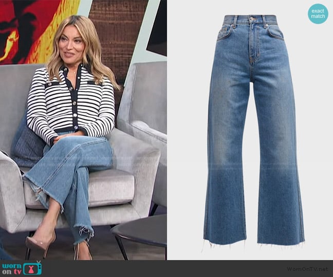 Veronica Beard Taylor Cropped High Rise Wide-Leg Jeans worn by Kit Hoover on Access Hollywood