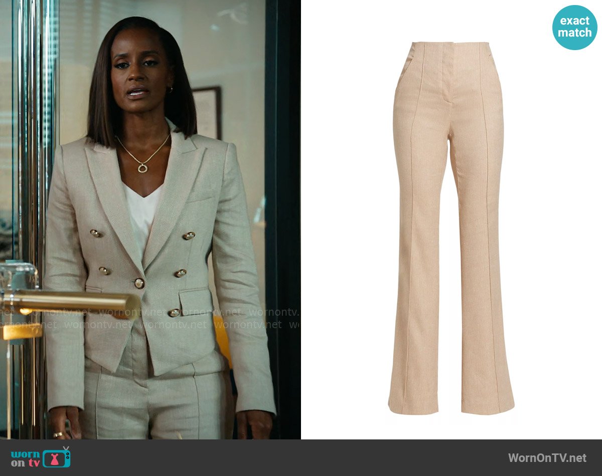 Veronica Beard Komi Pants in Sandalwood Melange worn by Olympia (Skye P. Marshall) on Matlock