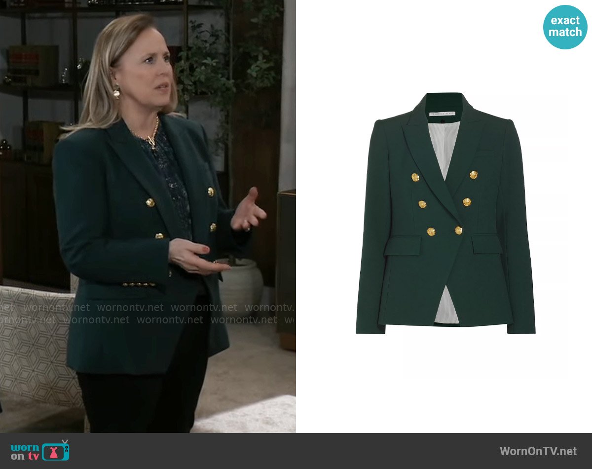 Veronica Beard Miller Jacket in Pine worn by Laura Collins (Genie Francis) on General Hospital