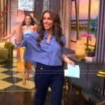 Alyssa’s blue short sleeve striped top on The View