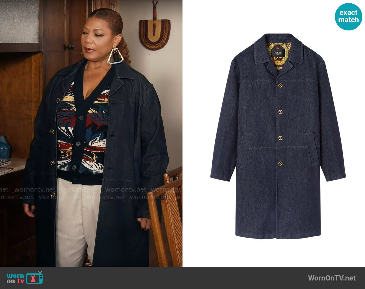 Versace Denim Coat worn by Robyn McCall (Queen Latifah) on The Equalizer