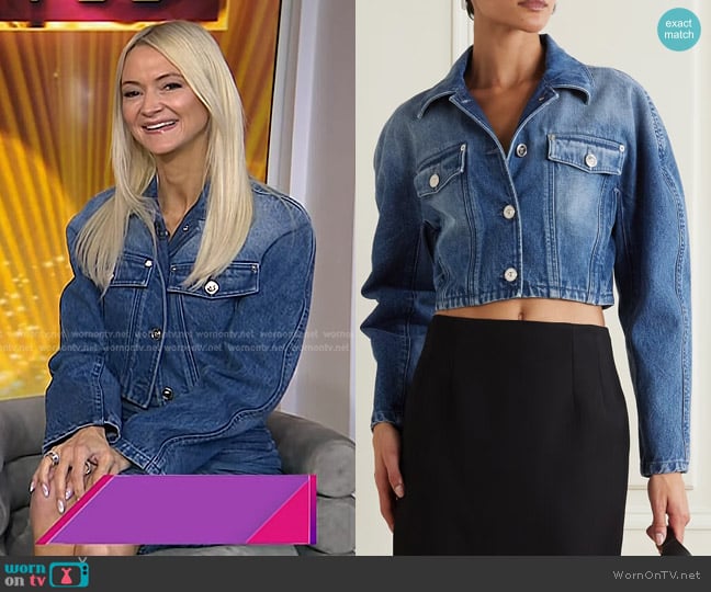 Versace Cropped Denim Jacket worn by Zanna Roberts Rassi on Today