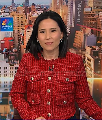 Vicky's red tweed blazer on NBC News Daily