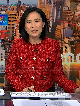 Vicky's red tweed jacket on NBC News Daily