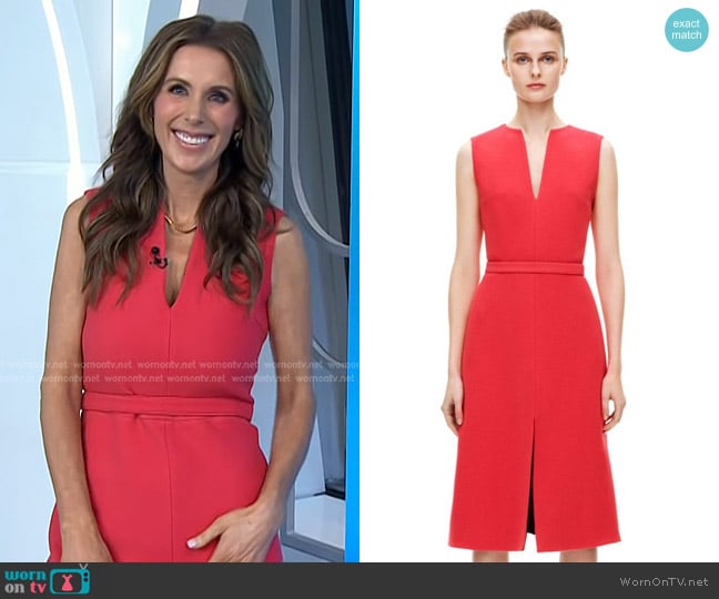 Victoria Beckham V Neck Sheath Dress worn by Sarah Eggenberger on Today