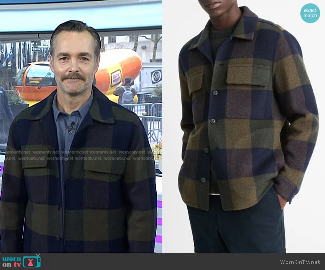 Vince Plaid Wool Blend Button-Up Shirt Jacket worn by Will Forte on Today