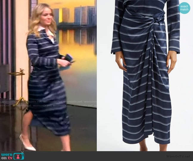 Vince Rugby Stripe Gathered Satin Skirt worn by Sara Haines on The View