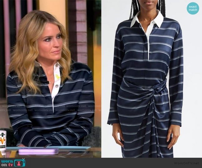 Vince Stripe Silk Rugby Shirt worn by Sara Haines on The View