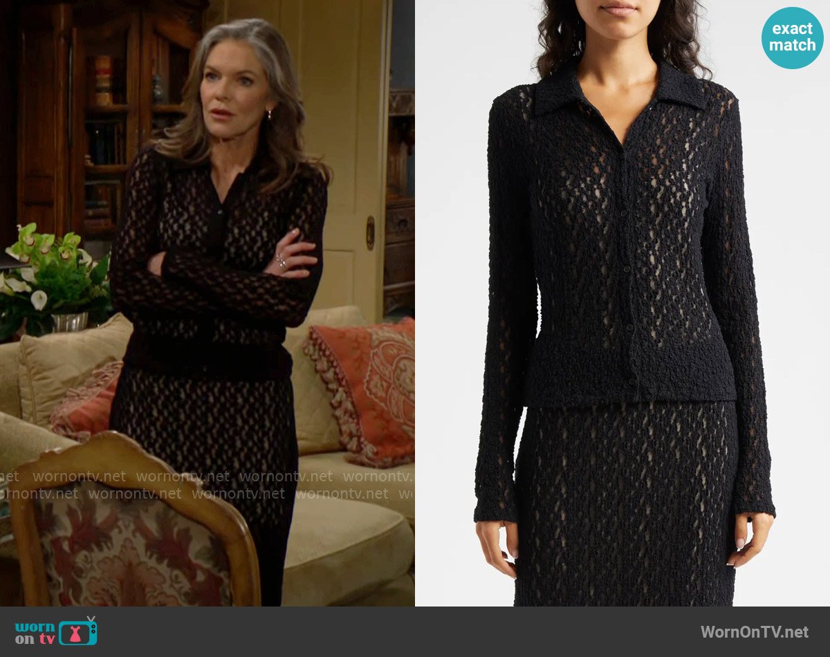 Vince Floral Lace Button-Up Shirt worn by Diane Jenkins (Susan Walters) on The Young and the Restless