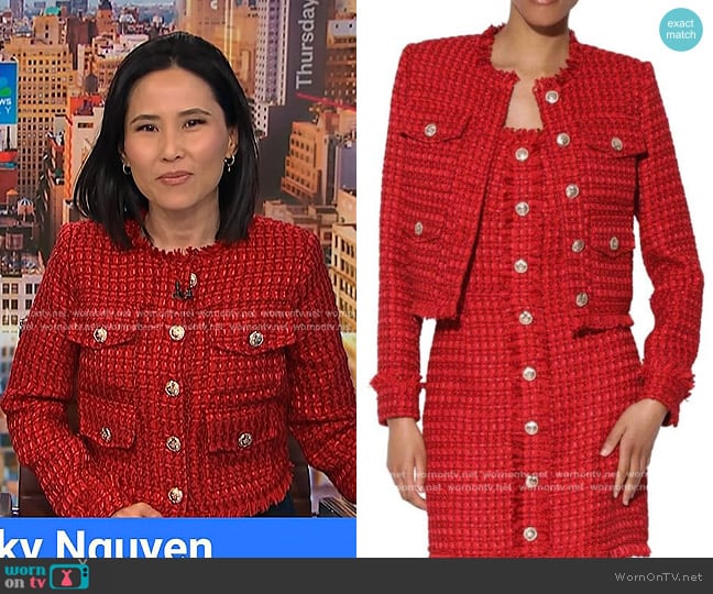 Walter Baker Bennet Crop Fit Jacket worn by Vicky Nguyen on NBC News Daily