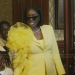 Wendy’s yellow tulle ruffle blazer on The Real Housewives of Potomac