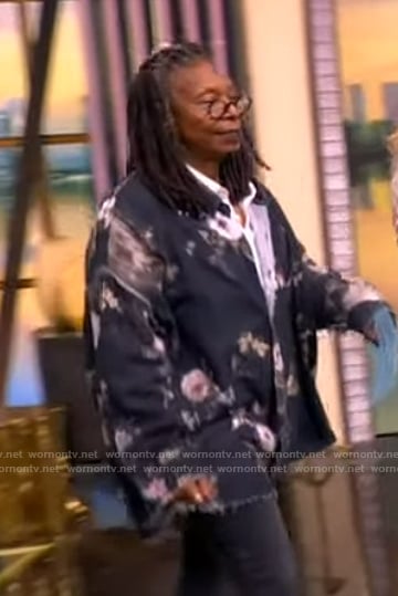 Whoopi’s black floral print overshirt on The View