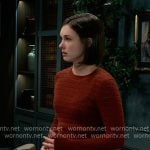 Willow’s dark red sweater and wide leg jeans on General Hospital