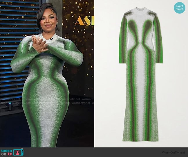 Y Project Gradient Knit Long Sleeve Dress worn by Ashanti on Access Hollywood