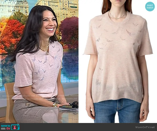 Zadig & Voltaire Ida Cashmere Tee in Sweet worn by Dr. Natalie Azar on Today