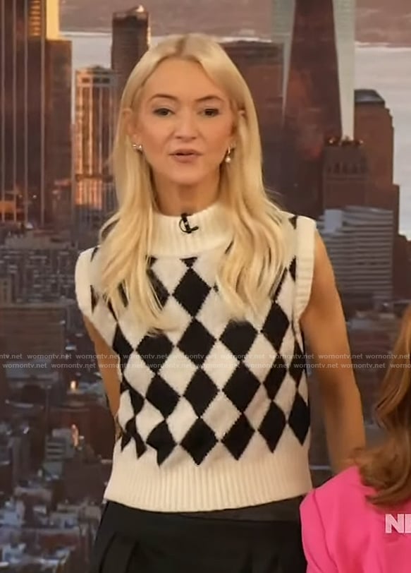 Zanna Roberts’ check print vest on The Drew Barrymore Show