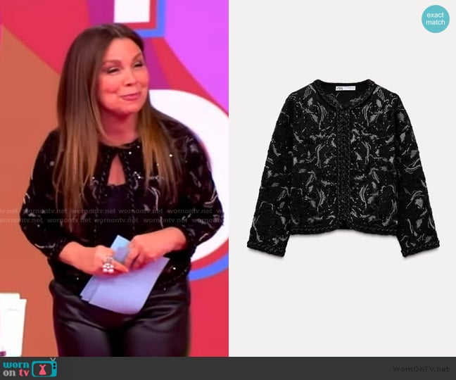 Zara Knit Cardigan with Sequins worn by Gretta Monahan on The View