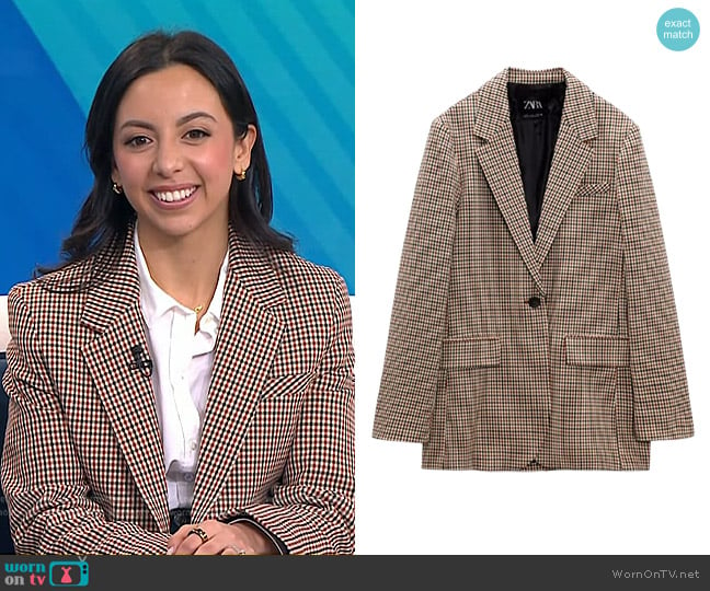 Zara Plaid Check Blazer worn by Michelle Hernandez on Today