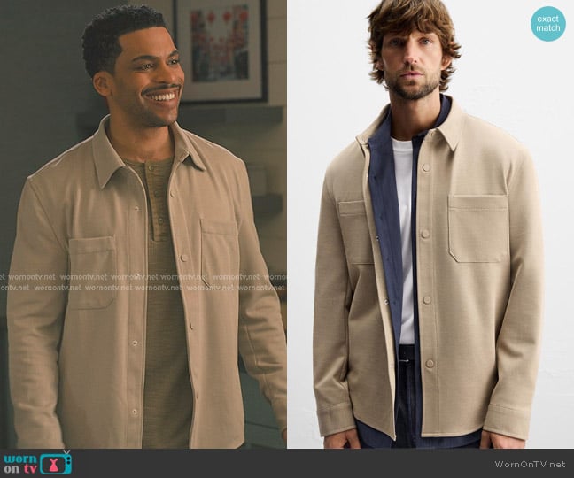 Zara Stretch Overshirt in Taupe Brown worn by Alexander Jenkins (Leland B. Martin) on Sweet Magnolias