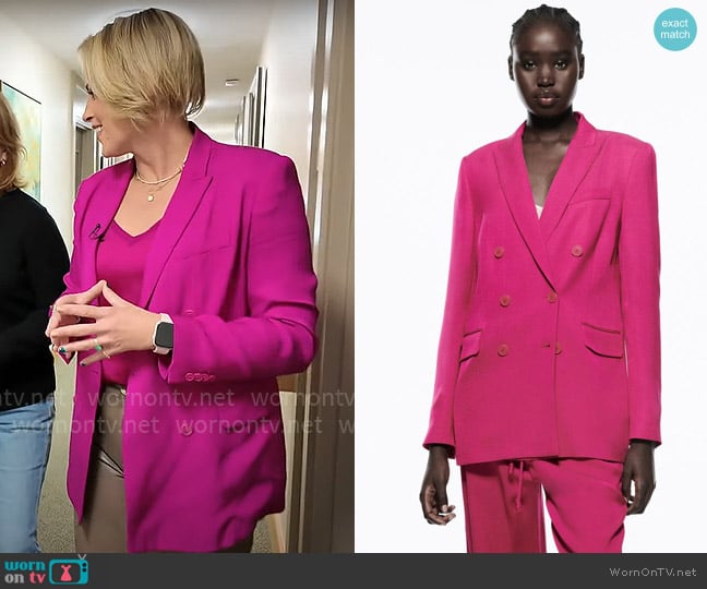 Zara Flowy Buttoned Blazer worn by Jamie Yuccas on CBS Mornings