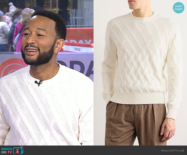 Zegna Leather-Trimmed Cotton Sweater worn by John Legend on Today